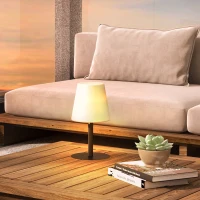 Outsunny Lampe de table à LED sans fil avec batterie rechargeable, USB, luminosité réglable, IP44, idéal pour extérieur ou intérieur(m-2)