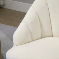 HOMCOM Poltrona in Velluto Imbottita con Schienale a Conchiglia e Gambe in Acciaio per Camera e Salotto, 63x65x84cm, Crema(m-8)