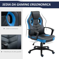 Vinsetto Sedia da Gaming Poltrona da Ufficio Girevole con Rotelle in Similpelle(m-7)