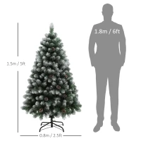 HOMCOM 5ft Snow-Dipped Artificial Pine Christmas Tree(m-3)