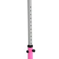 HOMCOM Barre fixe de gymnastique pour enfant, hauteur réglable 13 niveaux de 92-150 cm, acier et bois en hêtre, barre d'entrainement de gymnastique à domicile, antidérapant, facile à assembler, rose(m-15)