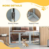 PawHut Foldable Pet Gate, with Three Panels & Two Support Feet - Grey(m-6)