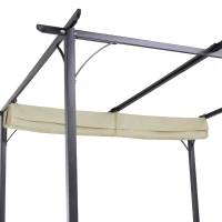 Outsunny 3 x 3(m) Metal Pergola with Retractable Roof, Garden Gazebo Metal Pergola Canopy. Outdoor Sun Shade Shelter for Party BBQ, Beige(m-8)