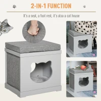 PawHut Cat House Bed Cat Scratching Cube for Small Cat Pet Furniture with Removable Scratching Pad and Soft Cushion Grey(m-4)