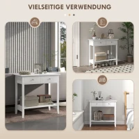 HOMCOM Konsolentisch, Sideboard, 2 Schubladen, untere Ablage, 80x40x75 cm, Weiß(m-6)