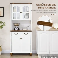 HOMCOM Küchenschrank, Buffet, 2 Schubladen, 2 Schrankfächer, klassisches Design, Weiß+Dunkelbraun, 76 x 38 x 182 cm(m-7)