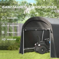 Outsunny Gartenschuppen mit Kunststoff-Plane, Werkzeugzelt, aufstellbare Garage, 300B x 600T x 230H cm, Dunkelgrau(m-4)