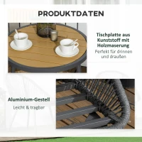 Outsunny 3-teiliges Bistro-Set aus PE-Rattan, wetterbeständig, 1 Tisch, 2 Stühle, 63 cm x 62 cm x 82 cm, Dunkelgrau(m-7)