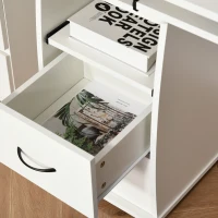 HOMCOM Mesa de Ordenador PC 120 cm Mesa Escritorio de Oficina con Múltiples Estantes 2 Cajones Bandeja de Teclado y Soportes para Monitor CPU 120x55x85 cm Blanco(m-8)