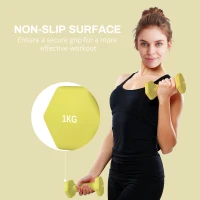 SPORTNOW 2 x 1kg Hexagonal Dumbbells Weights Set with Non-Slip Grip for Home Gym Workout, Yellow(m-6)