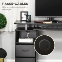 HOMCOM Bureau informatique étagères et tiroir, 120 x 50 x 85 cm, bureau d'ordinateur avec rangement support imprimant et clavier, table d'étude pour chambre, bureau, noir(m-5)