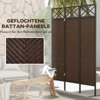 Outsunny Raumteiler Paravant, Vintage-Design, 3-teilig, 148 cm x 33cm x 181 cm, Braun + Schwarz(m-5)