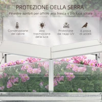 Outsunny Fioriera in Metallo Rialzata con Copertura in PC per Uso Esterno in Giardino e Balcone, 126x107x57.5/67.5 cm(m-5)