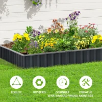 Outsunny Hochbeet aus Stahl DIY Gartenbeet mit T-Form-Pflanzenschilder Handschuhe Pflanzenbeet Kräuterbeet Blumentreppe für Balkon Garten Dunkelgrau 258 x 90 x 30 cm(m-7)