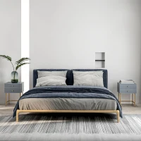 HOMCOM Set of Two Elegant Bedside Tables - Grey/Gold-Tone(m-10)