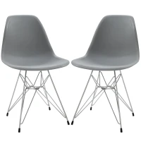 Lot de 2 chaises design néo-rétro Eiffel piètement métal assise dossier polypropylène(m-1)