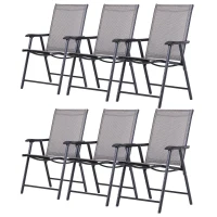 Outsunny Set of Six Folding Garden Chairs - Grey(m-11)