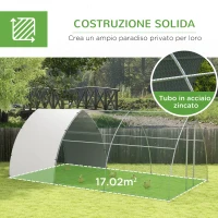 PawHut Recinto per Galline in Acciaio per 14-18 Animali con Porta Bloccabile, 3x5.6x2.2 m, Argento(m-6)