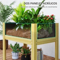 Outsunny Jardinera Elevada de Madera con Paneles Acrílicos para Flores y Vegetales con  Drenaje y Capacidad de 68L 75x46x60,5 cm(m-5)