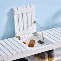 HOMCOM Shoe Bench, 3-Tier Wooden Shoe Rack with Hidden Storage Compartment, Slatted Shelves, Home Storage Unit, Hallway Furniture, White, 90L x 29W x45H cm(m-7)