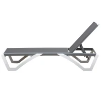 Outsunny Aluminium Frame Sun Lounger, with Adjustable Back - Grey(m-8)