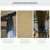 Outsunny Tonnelle de jardin barnum pavillon style colonial double-toit toiles latérales amovibles 4L x 3l x 2,72H m kaki(m-4)