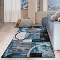 HOMCOM Blue Geometric Rug, Modern Area Rugs Large Carpet for Living Room, Bedroom, Dining Room, 160x230 cm(m-11)