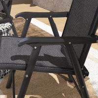 Outsunny Set of 6 Folding Garden Chairs, Metal Frame Garden Chairs Outdoor Patio Park Dining Seat with Breathable Mesh Seat, Dark Grey(m-8)