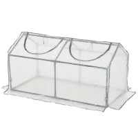 Outsunny Mini Greenhouse Portable Flower Planter Tomato Vegetable House for Garden Backyard with Zipper 120 x 60 x 60 cm, White(m-11)
