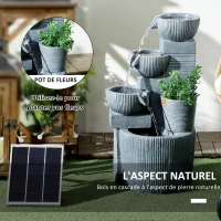 Outsunny Fontaine de jardin à énergie solaire fontaine à cascade en résine à 4 niveaux avec lumières LED et pompe(m-6)