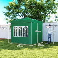 Outsunny Carpa Plegable Pop-up 2,5x2,5 m con 4 Paredes Laterales Anti-UV Altura Ajustable y Bolsa de Transporte Verde Oscuro(m-3)