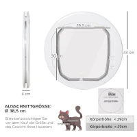 PawHut Katzenklappe Hundeklappe 4 Verschluss-Optionen mit Magnet runde Haustierklappe für Innentür Klappe für Haustiere bis 25 kg Ø44 cm(m-3)