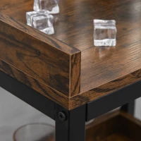 HOMCOM Weinregal 9 Flaschen-Weinschrank Flaschenregal mit 2 offenen Regalen und Glashalter Schwarz+Braun 52 x 40 x 113 cm(m-6)