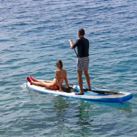 Outsunny Tabla de Paddle Surf Hinchable Plegable 300x76x15 cm con Remo de aluminio Ajustable Desmontable Cubierta Antideslizante Bolsa de Transporte y Kit de Reparación Carga 120 kg(m-2)