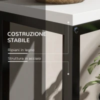 Outsunny Scaffale per Piante a 4 Livelli in Acciaio e Legno, 34x34x70cm, Bianco e Nero(m-5)