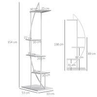 Outsunny Fioriera in Metallo a 5 Ripiani, 2 Pezzi, per Interni ed Esterni, 53x33x154cm, Bianco(m-3)