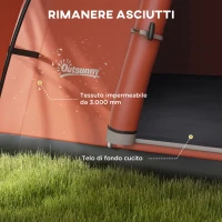 Outsunny Tenda da Campeggio 5-6 Posti con Portico, Impermeabile 3000mm con Borsa di Trasporto, Arancione(m-5)