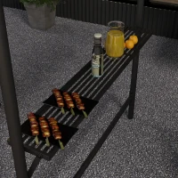 Outsunny Grillzelt Grilldach, wetterbeständig, inkl. Seitentaschen, 277 x 149 x 230 cm, Dunkelgrau(m-9)