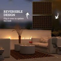 Outsunny Plastic Straw Reversible RV Outdoor Rug with LED String Light, 182 x 274cm, Brown and Black(m-8)