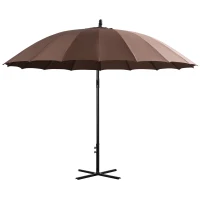 Outsunny Parasol déporté rond inclinable manivelle piètement mât métal. dim. Ø 2,96 x 2,45H m polyester haute densité chocolat(m-6)