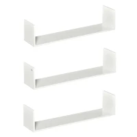 HOMCOM Lot de 3 étagères murales flottantes - dim. 80L x 18l x 18H cm - kit complet de fixation inclus - MDF grain de bois blanc(m-1)