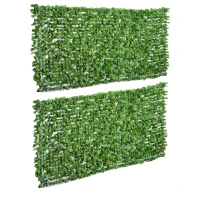 Outsunny Lot de 2 haies artificielles lierre Brise-Vue décoration Rouleau 3L x 1,5H m Feuillage réaliste Anti-UV Vert(m-1)