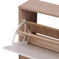 HOMCOM Ensemble de meubles d'entrée design contemporain : meuble chaussures, miroir et panneau porte-manteau patères double, triple coloris chêne clair blanc(m-7)