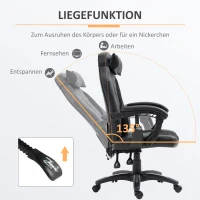 HOMCOM Bürostuhl Massagesessel Massagefunktion mit 6 Vibrationspunkte Ergonomischer Gaming Stuhl mit Wärmefunktion Kunstleder Schwarz 68 x 69 x 108-117cm(m-6)