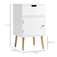 HOMCOM Nachttisch Nachtkommode mit Schublade und Schrankfach Beistelltisch Nachtschrank Sofatisch MDF Natur+Weiß 40 x 40 x 71 cm(m-3)