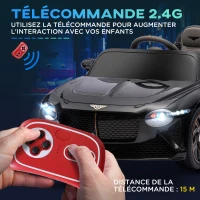 HOMCOM Voiture électrique pour enfant de 3 à 5 ans 2 moteurs 12V 25W 3-5 Km/h télécommande 2,4G Bentley Bacalar noir(m-5)