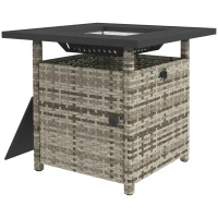 Outsunny 72.5 x 72.5cm 50,000 BTU Fire Pit Table, with Cover - Grey(m-11)