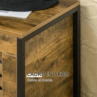 HOMCOM Banc coffre de rangement style industriel dim. 80L x 40P x 49H cm marron rustique et noir(m-6)