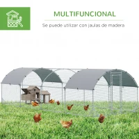 PawHut Gallinero 280x760x197 cm con Cubierta de Tela Oxford Impermeable y Resistente a los Rayos UV para Patio Plata(m-5)
