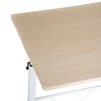 HOMCOM Mesa Auxiliar con Ruedas Mesa para Sofá con Altura Ajustable para Hogar Oficina 60x40x68-78 cm Blanco(m-8)